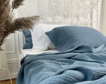 SOFT ORGANIC MUSLIN Gauze Duvet Cover Bedding Set Muslin Pillowcase King Queen Full Twin Muslin Duvet Set Etsy