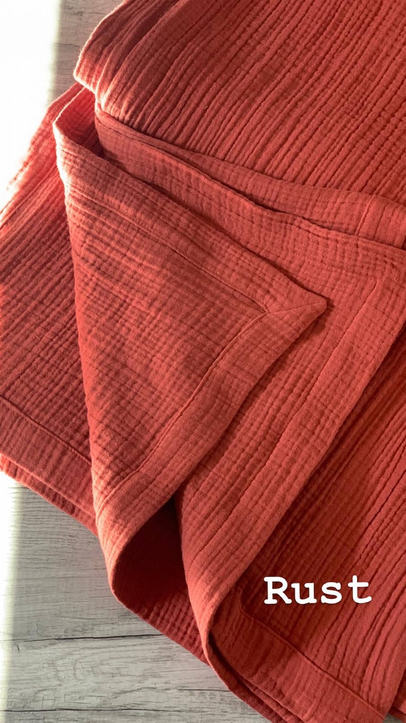 Gauze Muslin Cotton Large King Queen Blanket Turmeric Rust Etsy