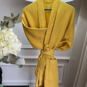 Muslin Robe Woman Gauze Bathrobe Cotton Hooded Gown Robe Dressing Gown  Spa Cotton robe Soft Cotton Bathrobe