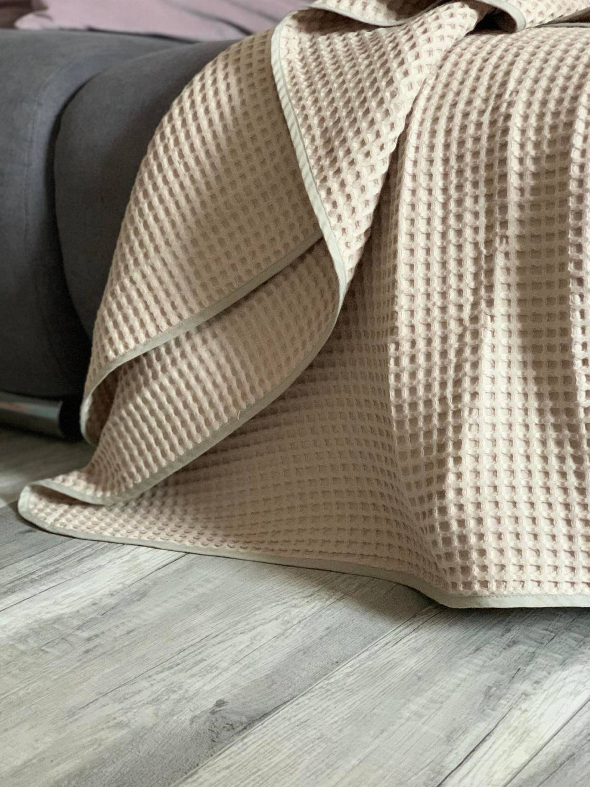 Waffle Blanket Queen. King Waffle Crochet Organic Cotton Etsy