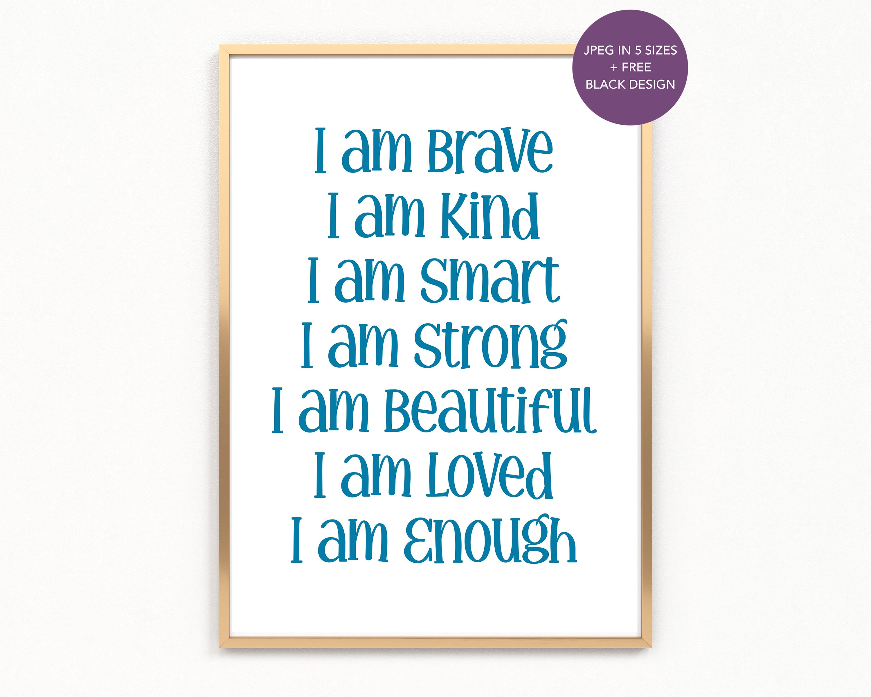 Wall Hangings Home Décor Black & White Prints Daily Affirmations I Am ...