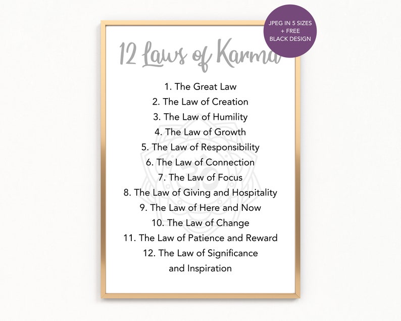 12-laws-of-karma-wall-art-with-mandala-in-silver-printable-etsy