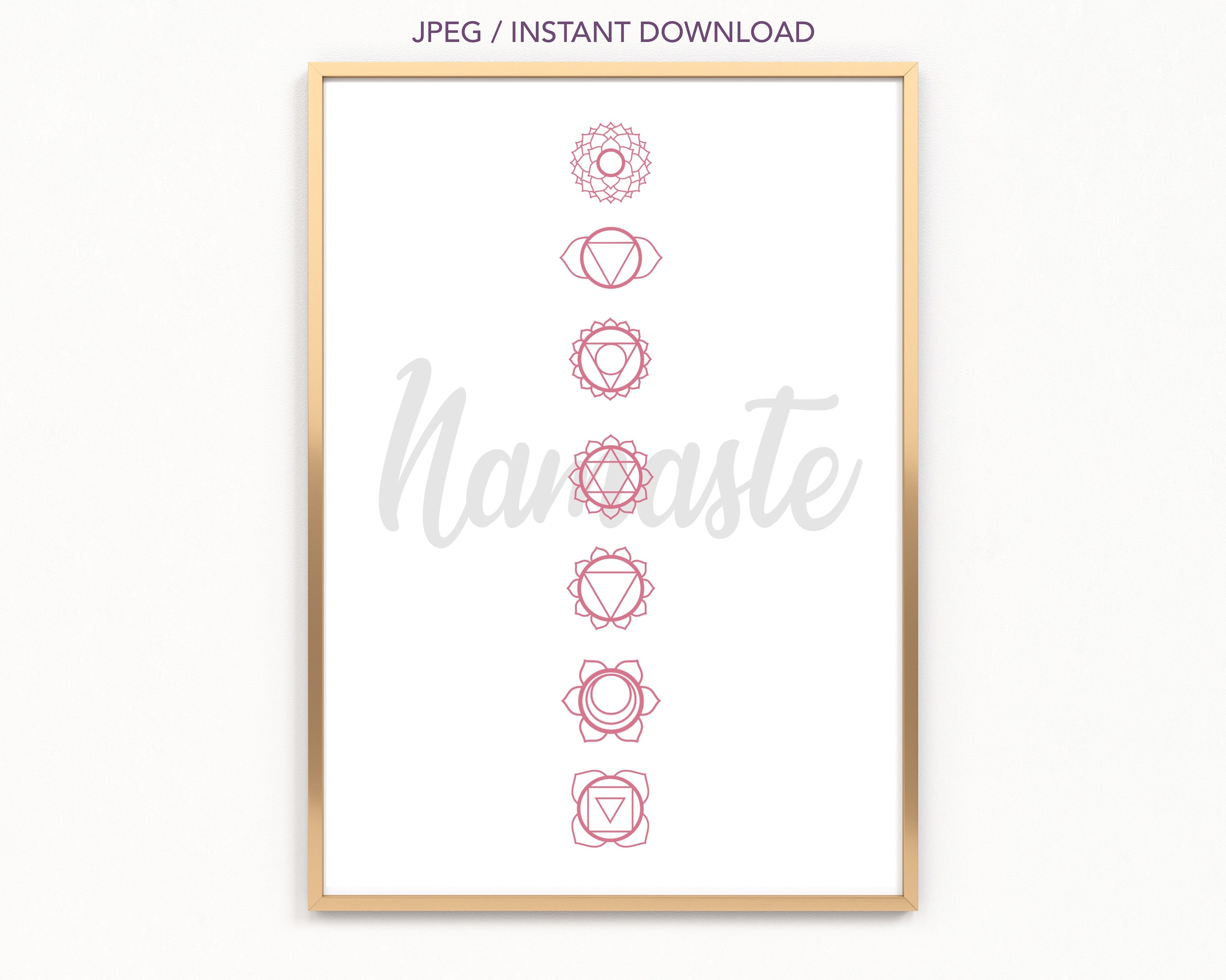 7 Chakras Poster Chakra Symbols Pink Chakra Healing Etsy