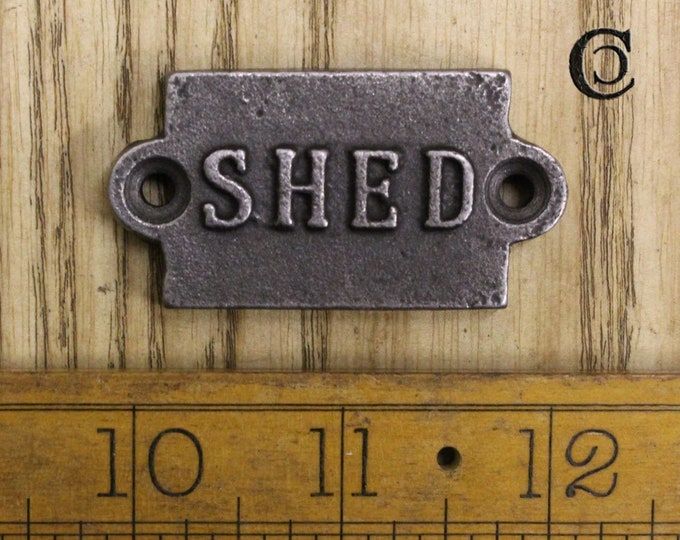 Small SHED Cast Iron Room Door Plaque, Wall Sign, Rustic, Vintage Style, Industrial, Workshop