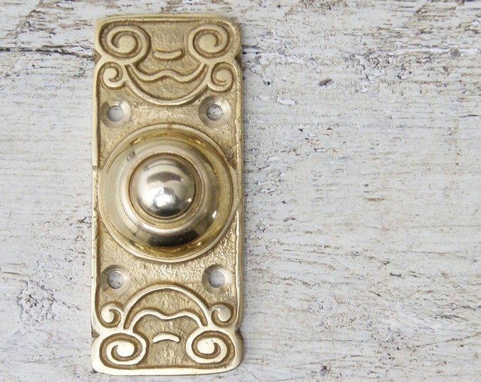 KENRICK \ Antique Style Solid Brass Door Bell Press \ Rustic Industrial Door Furniture