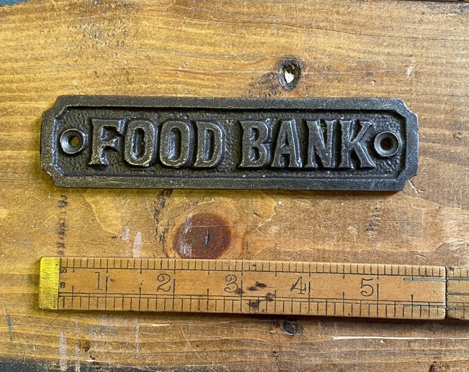 FOOD BANK \ Cast Iron Plaque \ Room Door Wall Sign \ Industrial \ Vintage \