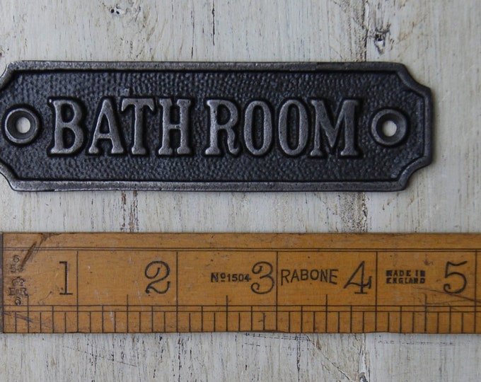 BATHROOM \\ Cast Iron Room Door Plaque \\ Wall Sign \\ vintage \\ retro \\ Industrial \\ TOILET