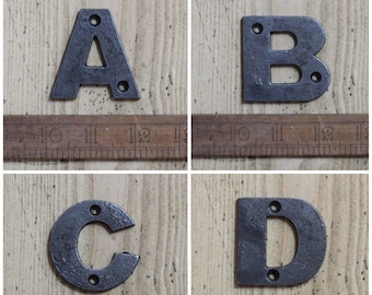 LETTERS & NUMBERS \ Small 50mm Cast Iron \ Room Door Plaque \ Wall Sign \ Vintage \ Industrial \ Restaurant \ Hotel \ Retro Furniture Decor