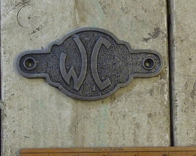 WC Cast Iron Room Door Plaque, Sign, Rustic, Vintage Style, Industrial, bathroom, toilet