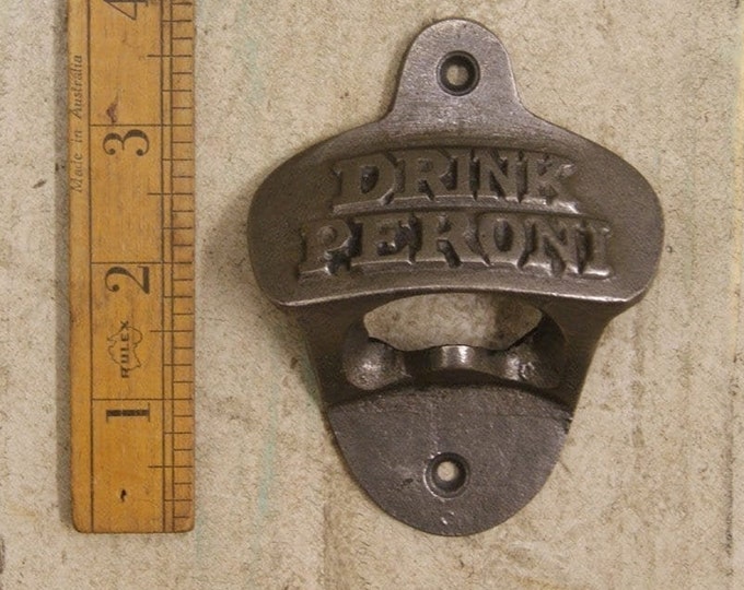 PERONI \ Cast Iron Wall Mounted Bottle Opener \ Vintage Style Home Bar