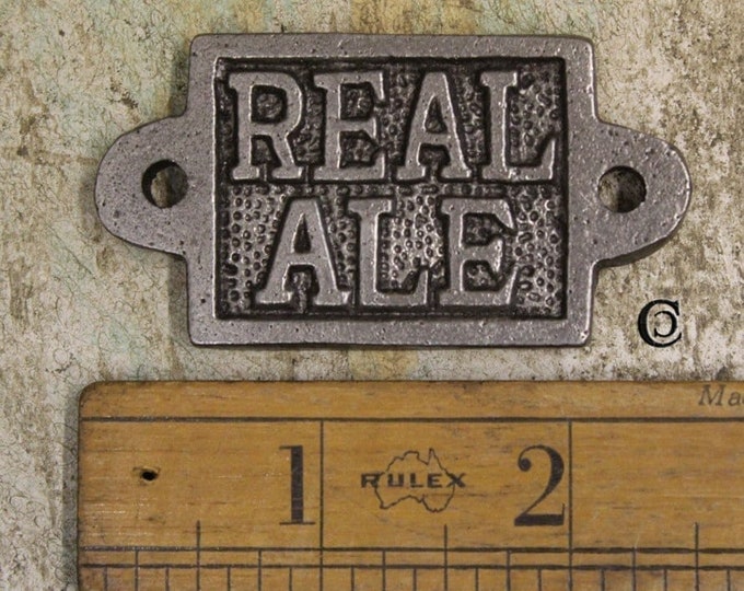 Small REAL ALE Cast Iron Room Door Plaque, Wall Sign, Rustic, Vintage Style, Industrial