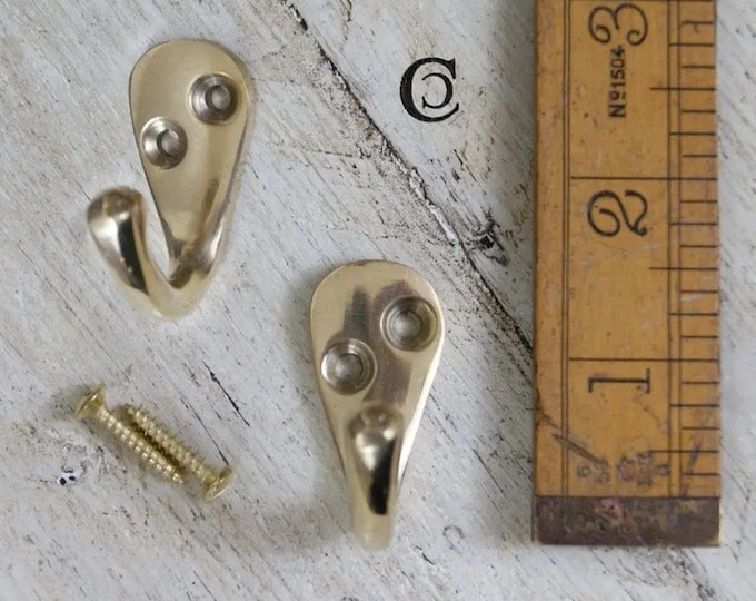 PETITE BRASS \ Cast Iron Robe Key Hook \ Antique Style Rustic Industrial Coat Hooks \ Pack of 1 or 5