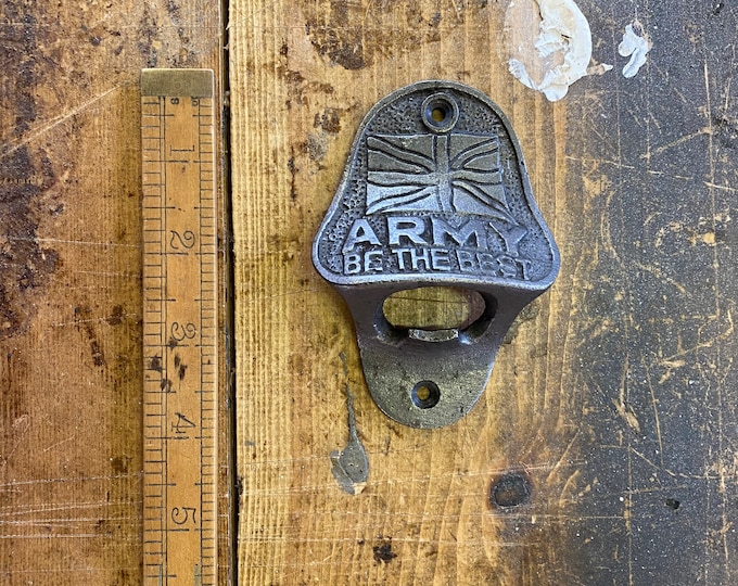 BRITISH ARMY \ Cast Iron Wall Mounted Bottle Opener \ Vintage Style Home Bar