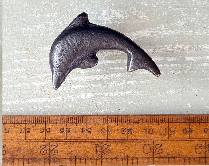 DOLPHIN \ Cast Iron Antique Style Cabinet Knob \ Industrial Cupboard Drawer Handle