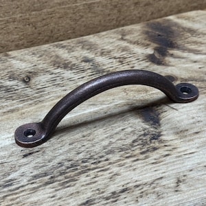 COPPER BOW \ 125mm Cast Iron Door Pull Handle \ Rustic Industrial Drawer Knob \ Pack of 1 or 10