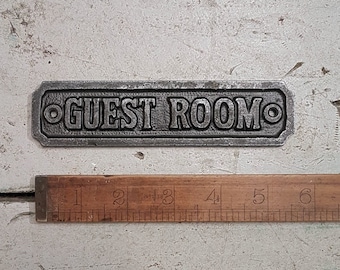 GUEST ROOM \ Cast Iron Rustic Industrial Style Heavy Plaque Sign \ Bedroom Guest House