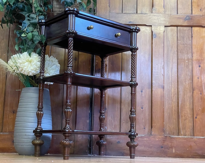 Quality Mahogany Side Table \ Reproduction Whatnot Shelves \ Hall Table with Drawer