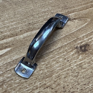 CHROME \ 120mm Cast Iron Pull Handle \ Rustic Industrial Drawer Knob \ Pack of 1 or 10