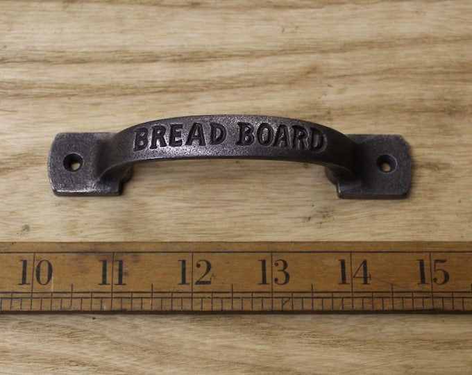 BREAD BOARD \ Cast Iron Pull Handle \ Rustic Industrial Door Drawer Knob \ Pack of 1 or 10