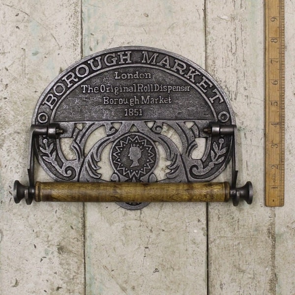 BOROUGH MARKET \ Antique Style Kitchen Roll Holder \ Rustic Industrial Homeware and Decor