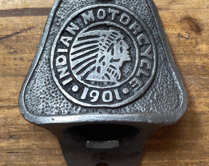 INDIAN MOTORCYLE \ Cast Iron Wall Mounted Bottle Opener \ Vintage Style Home Bar