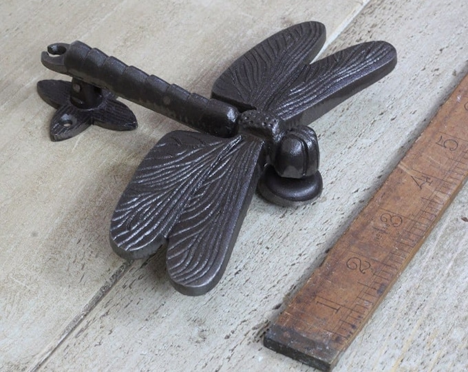 DRAGONFLY \ Antique Style Cast Iron Door Knocker \ Rustic Industrial Door Furniture