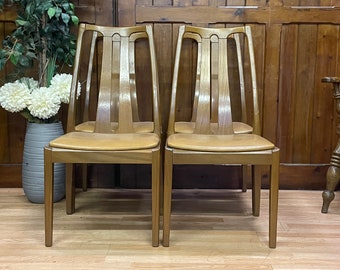 Retro Teak Dining Chairs By Nathan / Parker Knoll \ Mid Century Set of 4 Kitchen Chairs