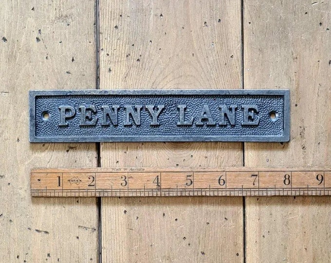 PENNY LANE \ Cast Iron Room Door Plaque Wall Sign \ Vintage Retro Industrial \ Beatles