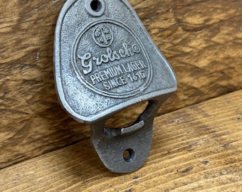 GROLSCH: Cast Iron Wall Mounted Bottle Opener - Vintage Style Home Bar