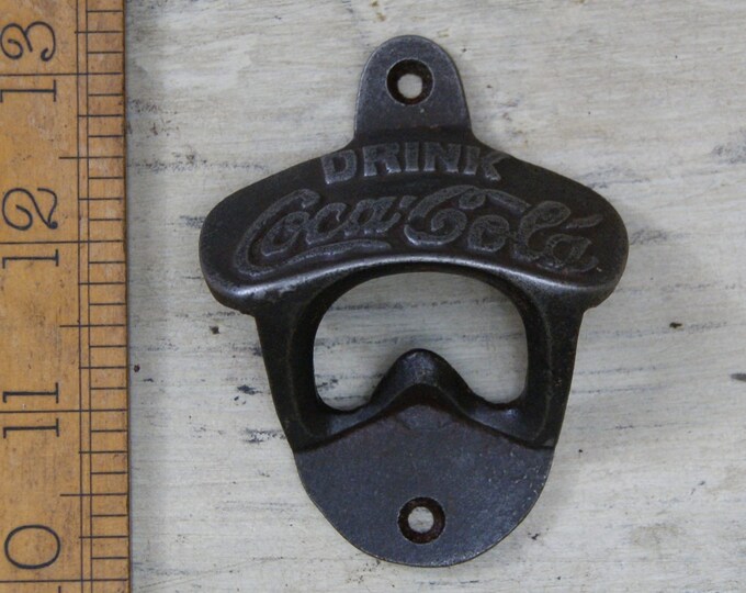 COCA COLA \ Cast Iron Coke Wall Mounted Bottle Opener \ Vintage Style Home Bar