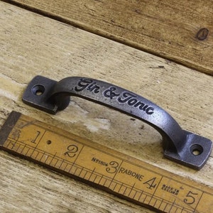 GIN & TONIC \ Cast Iron Pull Handle \ Rustic Industrial Door Drawer Knob \ Pack of 1 or 10