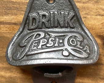 PEPSI COLA \ Cast Iron Wall Mounted Bottle Opener \ Vintage Style Home Bar