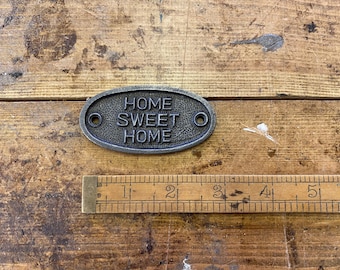 Small HOME SWEET HOME Cast Iron Room Door Plaque, Wall Sign, Rustic, Vintage Style, Industrial, London North Eastern Railway