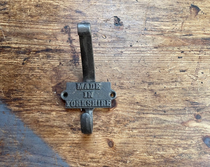 MADE IN YORKSHIRE \ Cast Iron Double Coat Hook \ Antique Style Rustic Industrial Hooks \ Pack of 1 or 5 \