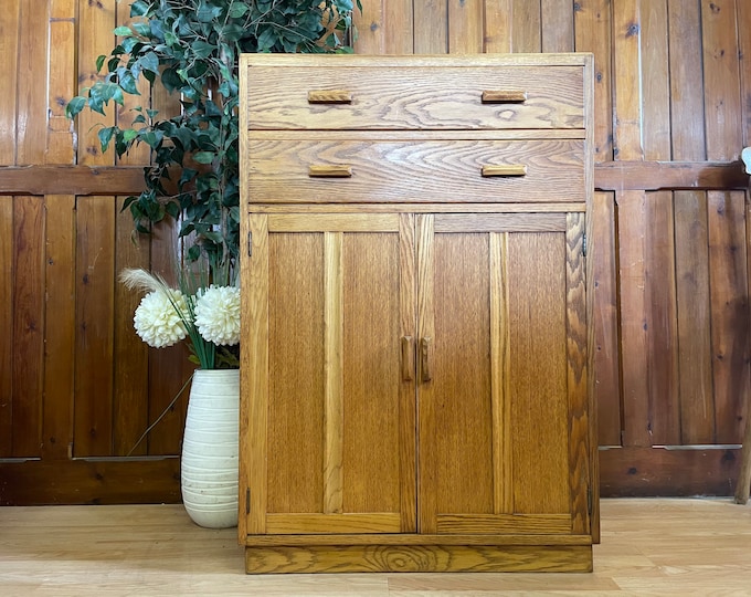 Vintage Linen Cupboard \ Oak Drinks Cabinet \ Retro Cabinet and Drawers