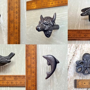 ANIMAL KNOBS \ Cast Iron Antique Style Cabinet Knob \ Industrial Cupboard Drawer Handle