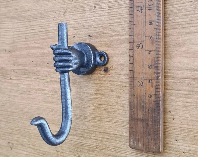 HAND \ Cast Iron Coat Hook \ Antique Style Rustic Industrial Hooks \ Pack of 1 or 5