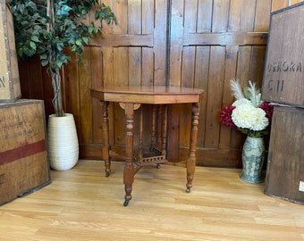 Antique Octagonal Occasional Table \ Mahogany Side Table \ Vintage Lamp Table