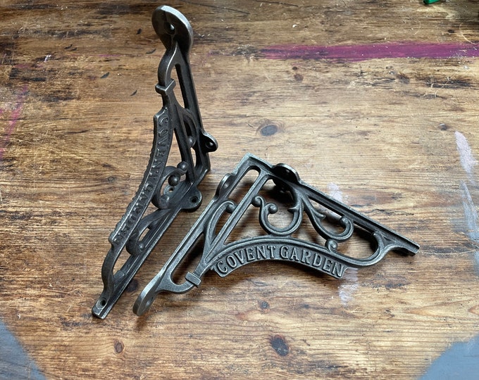 PAIR 6 x 6" COVENT GARDEN Cast Iron Shelf Brackets \ Vintage & Antique Style Shelving Supports