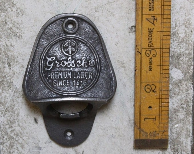 GROLSCH \ Cast Iron Wall Mounted Bottle Opener \ Vintage Style Home Bar