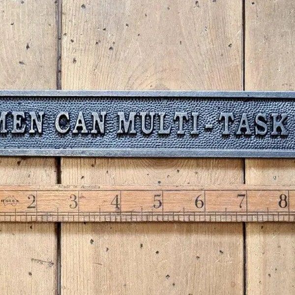 Männer können Multi-Task \ Gusseisen-Haus-Zeichen \ Zimmertür-Plakette-Wand-Zeichen \ Vintage Retro Industrial