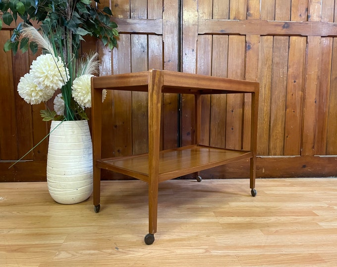 Retro Teak Tea Trolley by Remploy \ End Lamp Table \ Drinks Trolley