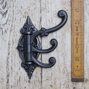 ALEXANDRA SWIVEL HOOK \ Cast Iron Coat Hook \ Antique Style Rustic Industrial Hooks \ Pack of 1 or 5