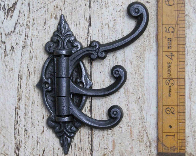 ALEXANDRA SWIVEL HOOK \ Cast Iron Coat Hook \ Antique Style Rustic Industrial Hooks \ Pack of 1 or 5