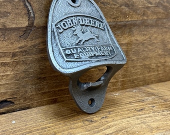 JOHN DEERE: Cast Iron Wall Mounted Bottle Opener - Vintage Style Home Bar