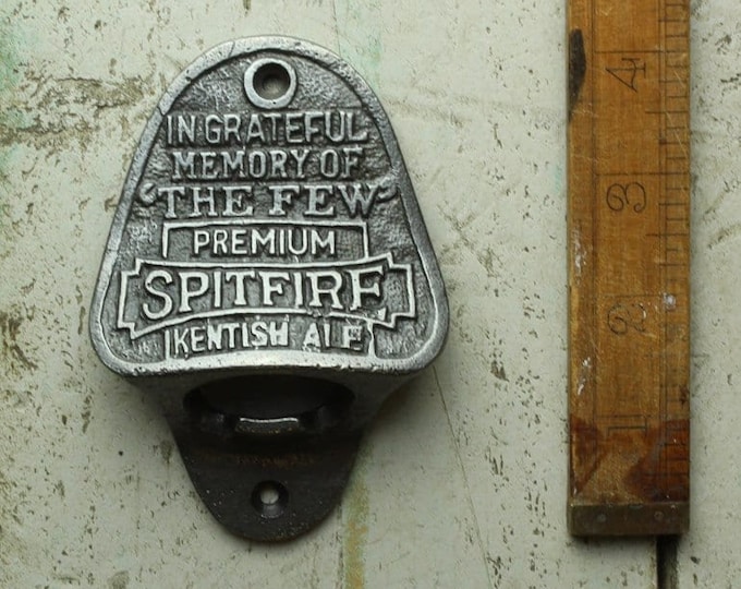 SPITFIRE KENTISH ALE \ Cast Iron Wall Mounted Bottle Opener \ Vintage Style Home Bar
