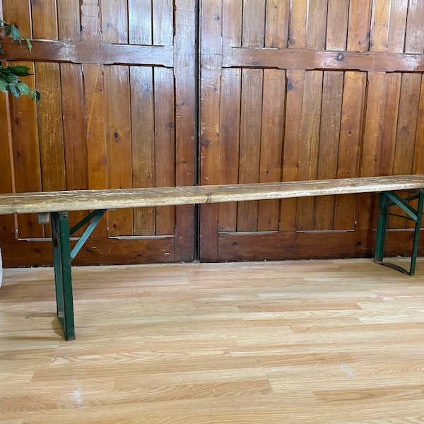 Vintage Industrial German Beer Bench \ Dining Table Bench \ 7ft Hallway Bench \ Trestle Seating