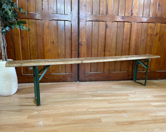 Vintage Industrial German Beer Bench \ Dining Table Bench \ 7ft Hallway Bench \ Trestle Seating