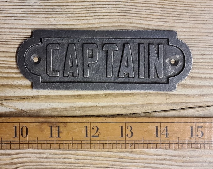 CAPTAIN \ Cast Iron Plaque \ Room Door Wall Sign \ Industrial \ Vintage \