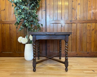 Antique Oak Dining Table \ Barley Twist Extending Kitchen Table \ Arts and Crafts